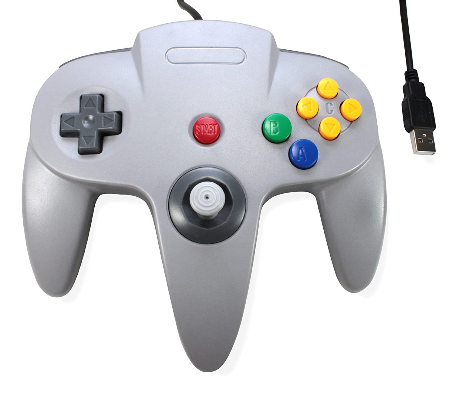 usb game controller joypad joystick games for nintendo n64 pc mac grey